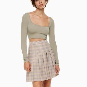 Sun-Deh Aritzia Ribbed Beige Tan Ribbed Seamless Crop Top Large